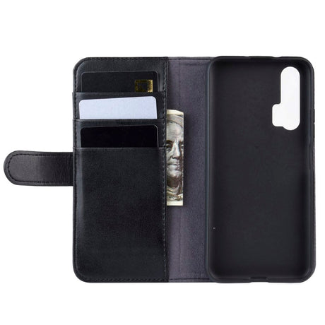 Honor 20 Pro Leather Wallet Case Black