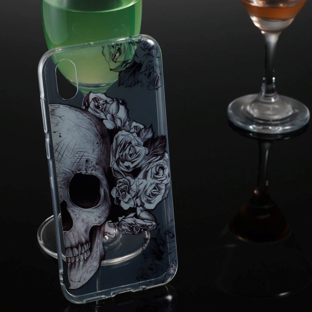 Huawei Y5 (2019) Transparent Plastic Case w. Skull