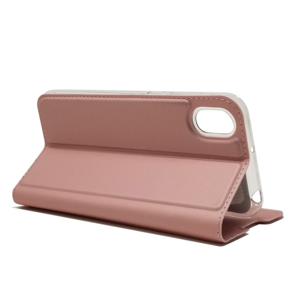 Huawei Y5 (2019) Slim Leather Flip Case w. Card Holder - Rose Gold