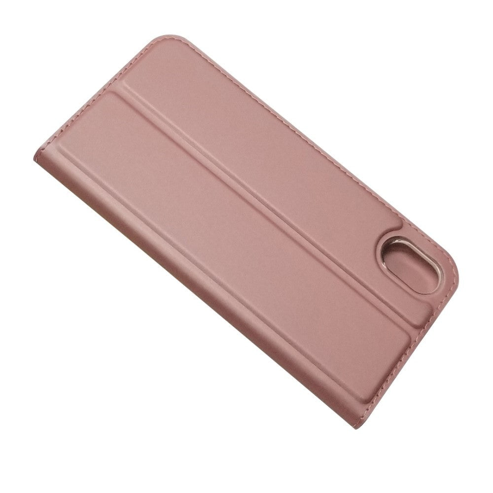 Huawei Y5 (2019) Slim Leather Flip Case w. Card Holder - Rose Gold