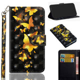 Huawei P40 Lite E Light Spot Leather Wallet Case & Strap - Gold Butterflies