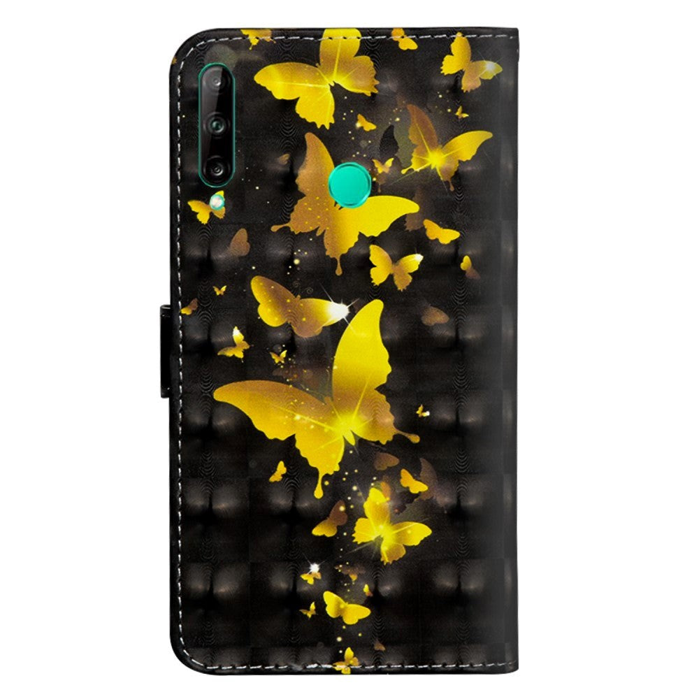 Huawei P40 Lite E Light Spot Leather Wallet Case & Strap - Gold Butterflies