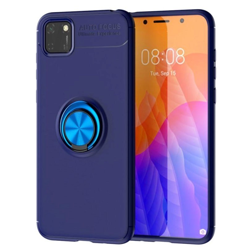 Huawei Y5p Case w. Magnetic Kickstand Blue with Blue Ring