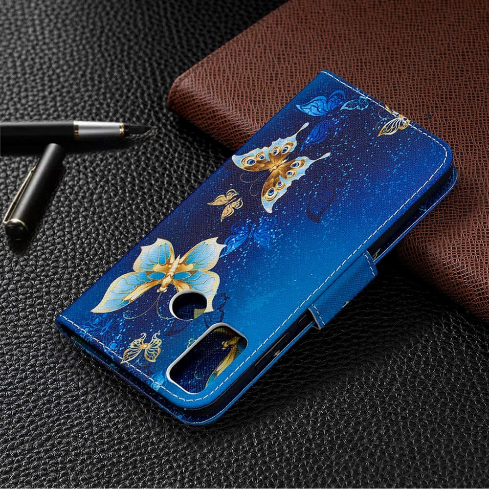 Huawei Honor 9X Lite Wallet Case Blue Butterflies