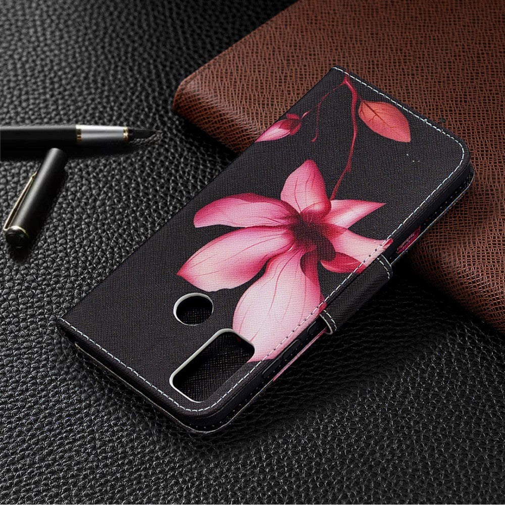 Huawei Honor 9X Lite Leather Wallet Case - Pink Flower