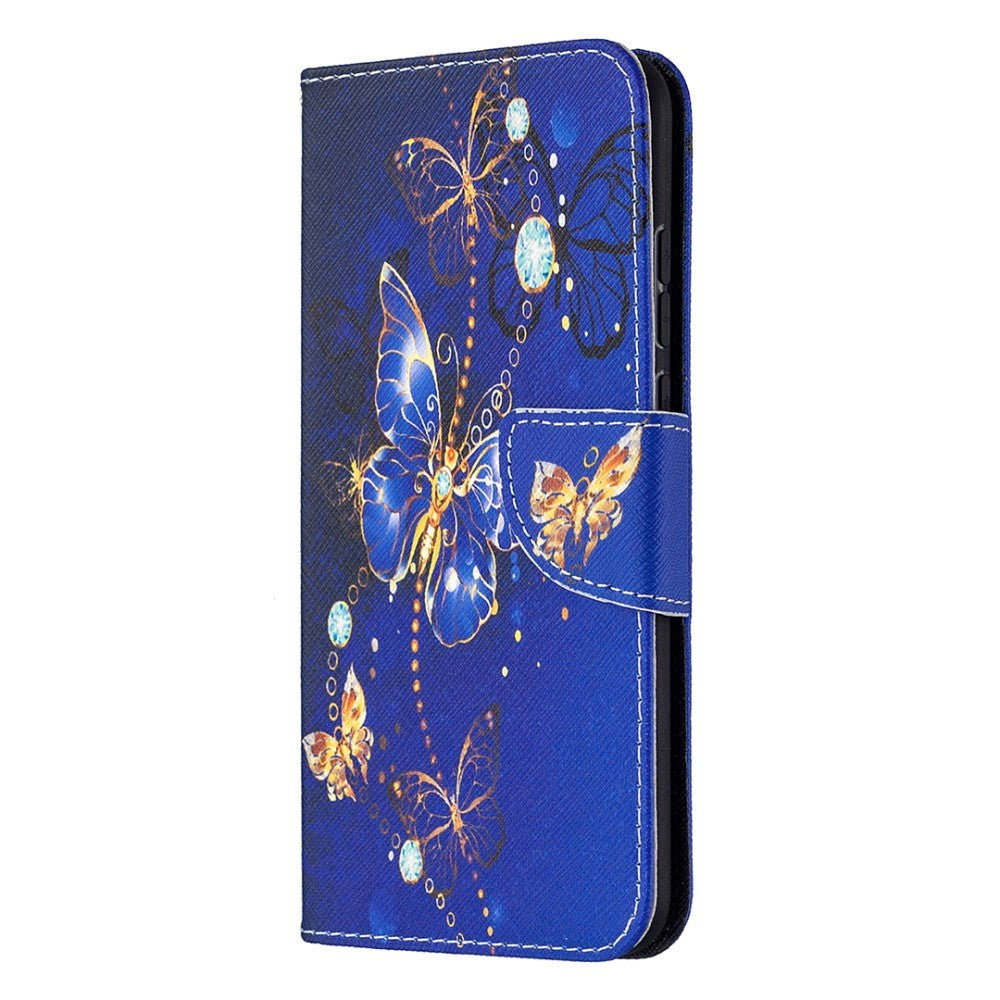 Huawei Honor 9X Lite Leather Wallet Case - Gold & Blue Butterflies