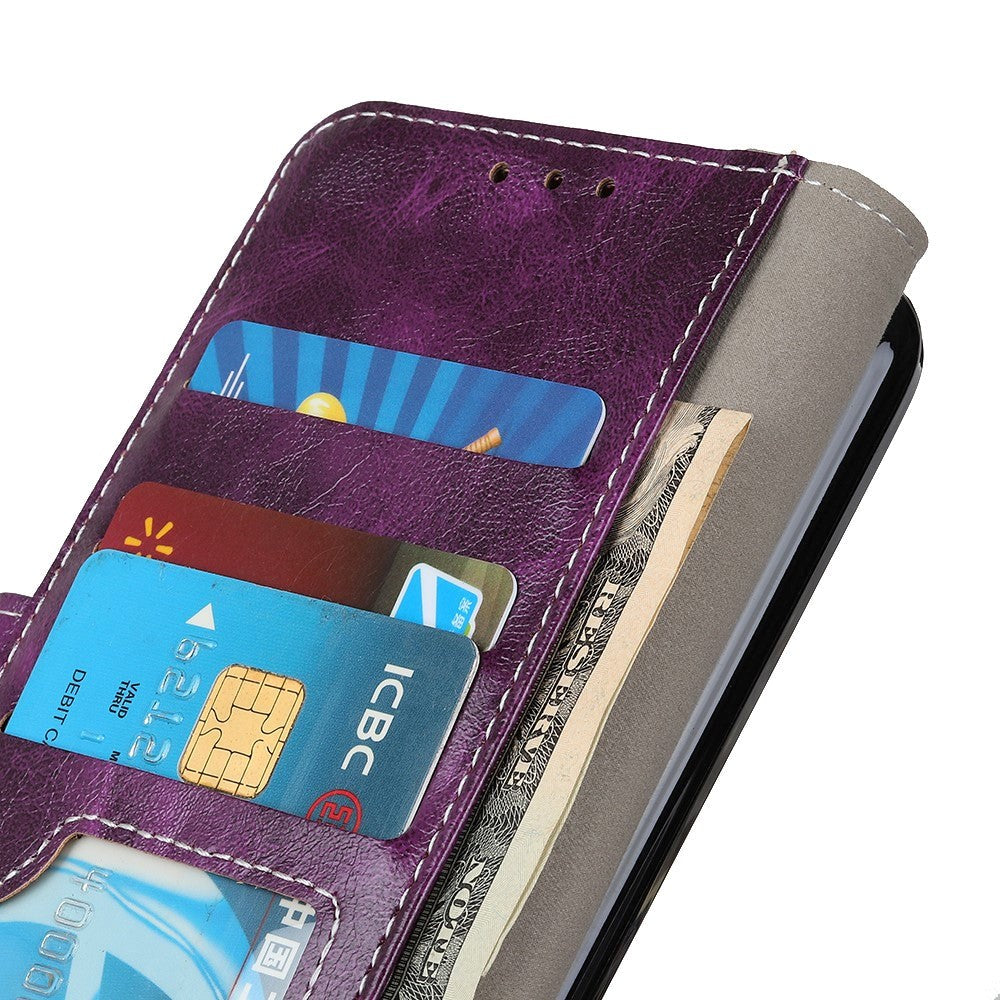 Huawei P Smart 2021 Shiny Leather Wallet Case - Purple