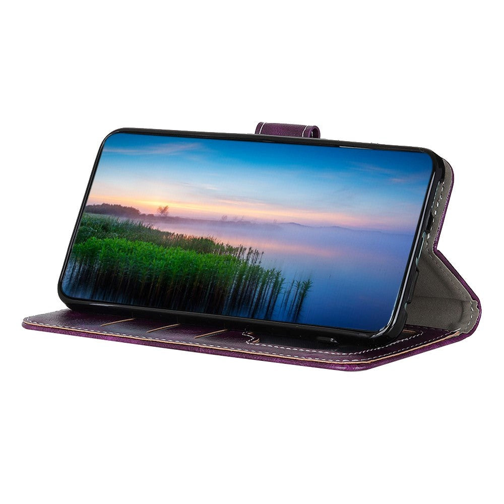 Huawei P Smart 2021 Shiny Leather Wallet Case - Purple