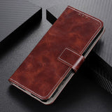 Huawei P Smart 2021 Shiny Leather Wallet Case - Brown