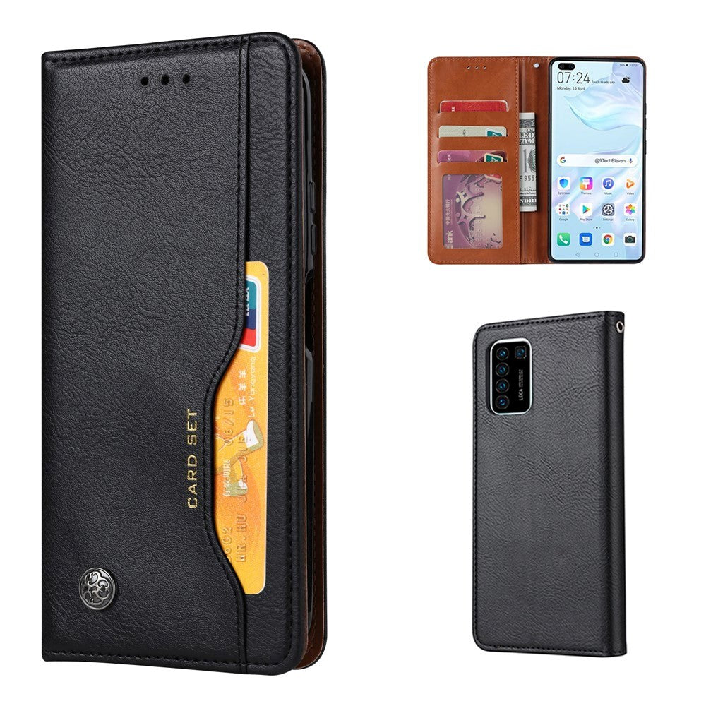 Huawei P Smart (2021) Leather Case w. Extra Card Pocket - Black