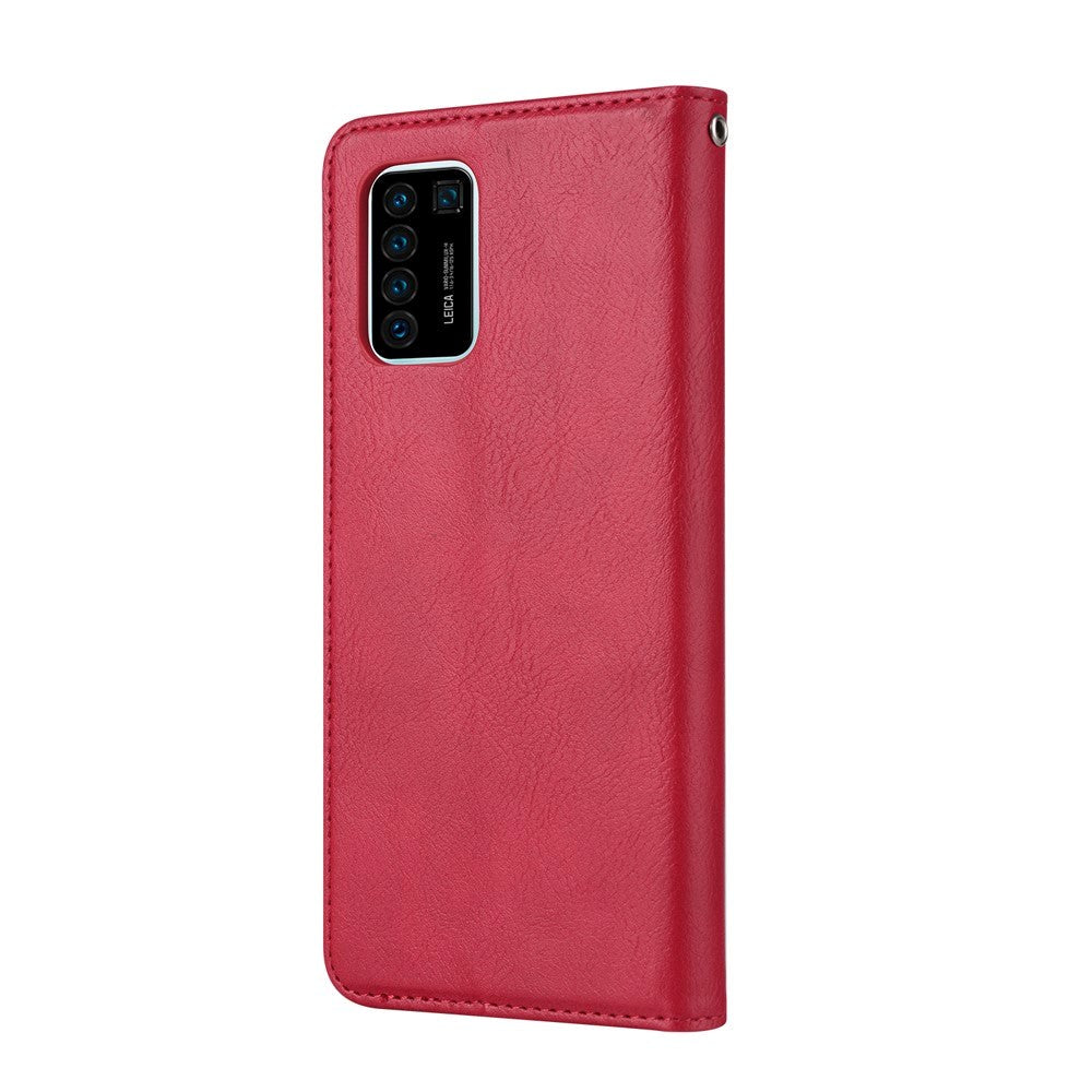 Huawei P Smart (2021) Leather Case w. Extra Card Pocket - Red