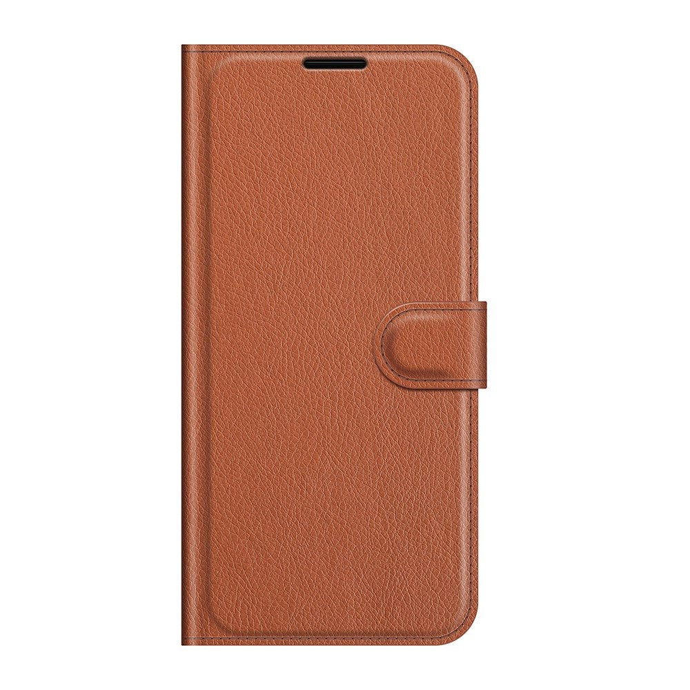 Huawei P50 Pro Litchi Leather Wallet Case - Brown