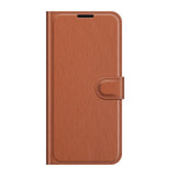 Huawei P50 Pro Litchi Leather Wallet Case - Brown