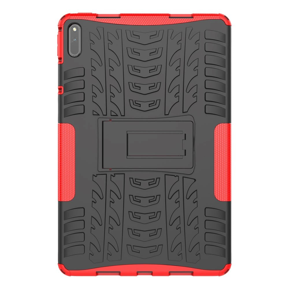 Huawei MatePad 11 Tough Case w. Tire Design & Stand Function - Black & Red