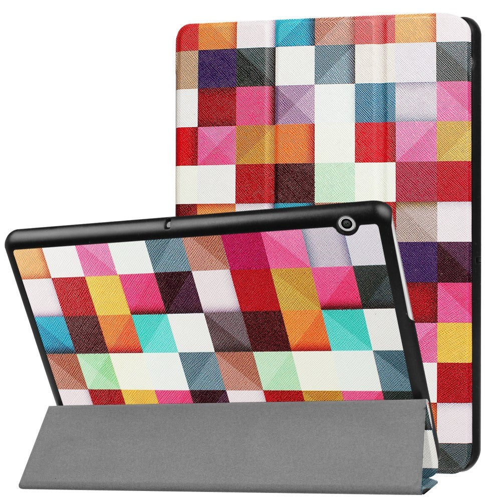 Huawei MediaPad T3 10 9.6" Case - Tri-Fold Leather Case "Colorful Squares" Multicolor