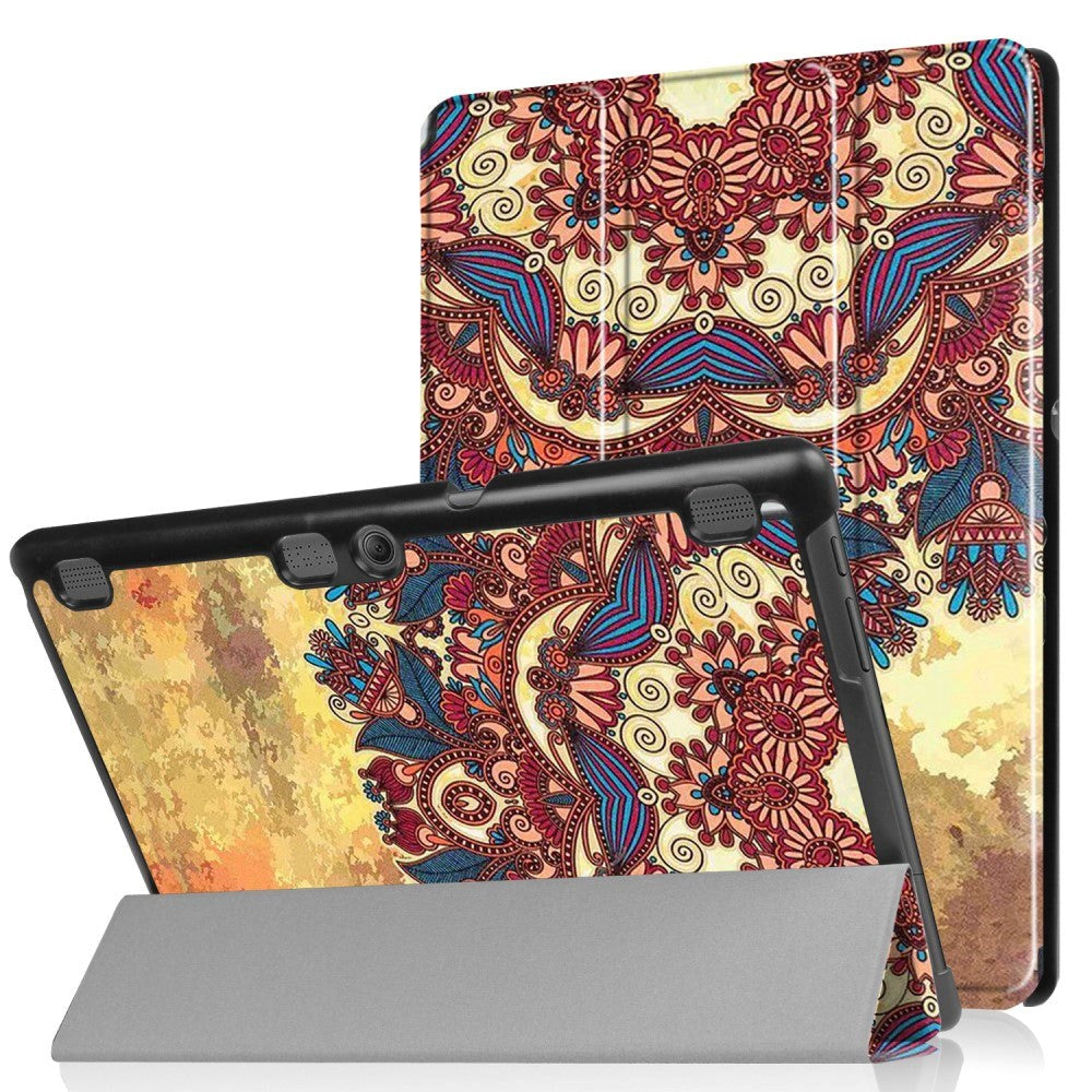 Lenovo Tab 10 (TB-X103F) Case - Tri-Fold Leather Case "Indian Dreamcatcher" Light Brown