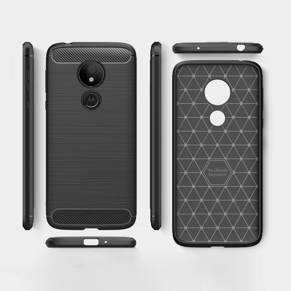 Motorola Moto G7 Power Brushed Carbon Fiber Texture Case Black