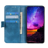 Motorola Moto E6 Plus Leather Wallet Case - Blue