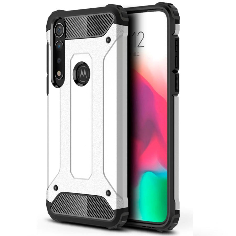 Motorola Moto G8 Plus Armor Guard Hard Case - Silver