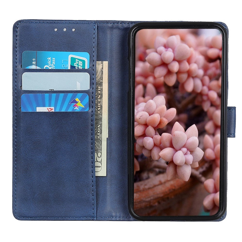 Motorola Moto G8 Power Lite Litchi Leather Wallet Case - Blue