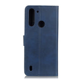 Motorola Moto G8 Power Lite Litchi Leather Wallet Case - Blue