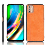 Motorola Moto G9 Plus Leather Coated Plastic Case - Orange