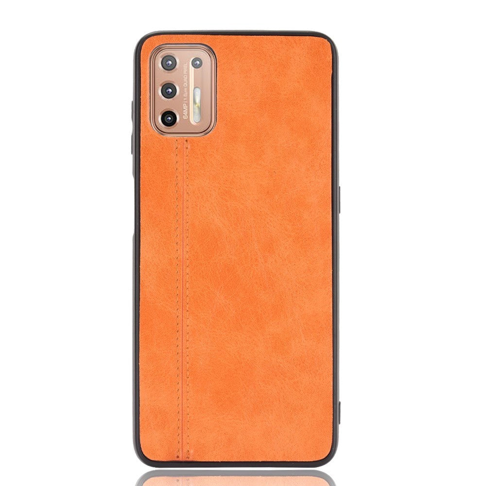 Motorola Moto G9 Plus Leather Coated Plastic Case - Orange