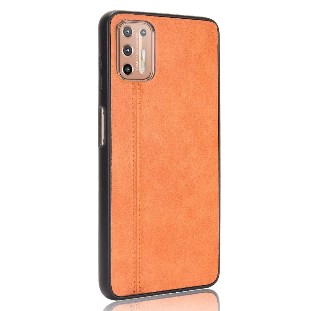Motorola Moto G9 Plus Leather Coated Plastic Case - Orange