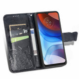 Motorola Moto E7 Power / E7i Power Leather Wallet Case - Butterfly - Black