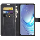 Motorola Moto G50 Leather Case w. Stand Function & Card Holder - Black