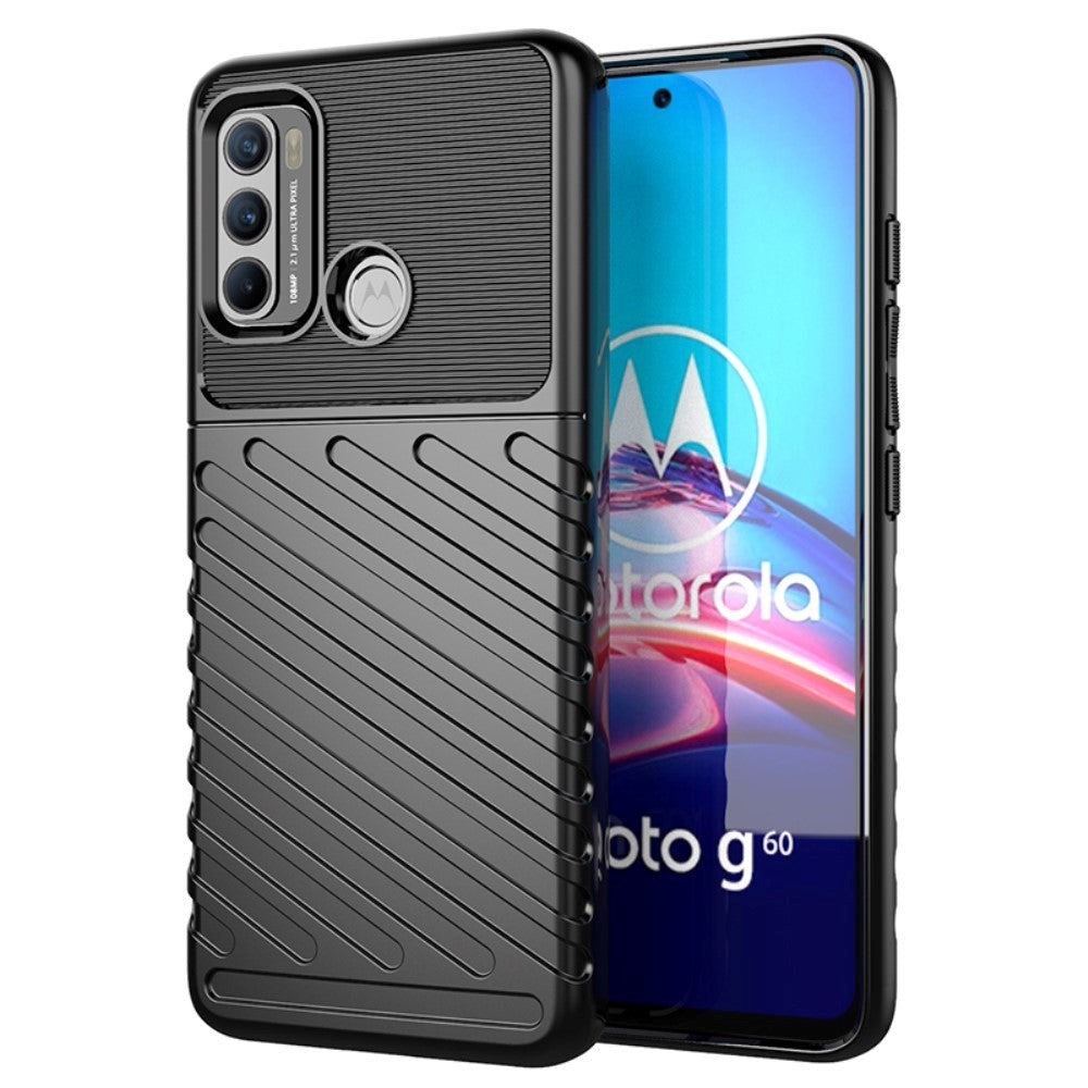 Motorola Moto G60 Thunder Series Twill Plactic Back Case - Black