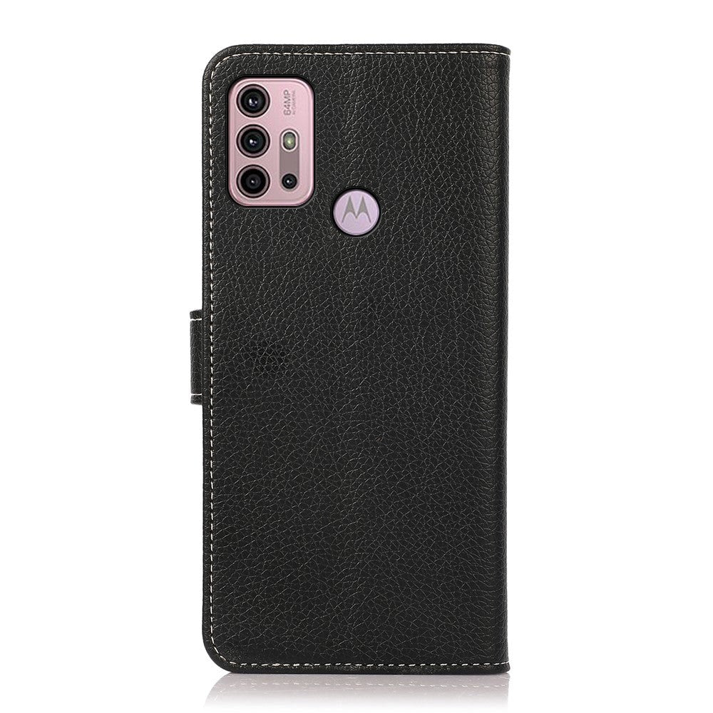 Motorola Moto G10 / G20 / G30 Litchi Leather Wallet Case - Black