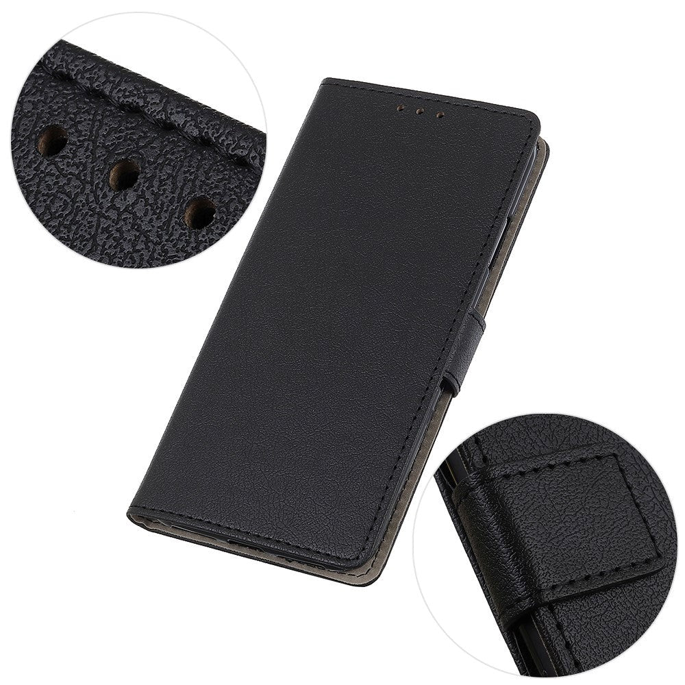 Motorola Edge 20 Lite Matte Leather Wallet Case & Magnetic Lock - Black