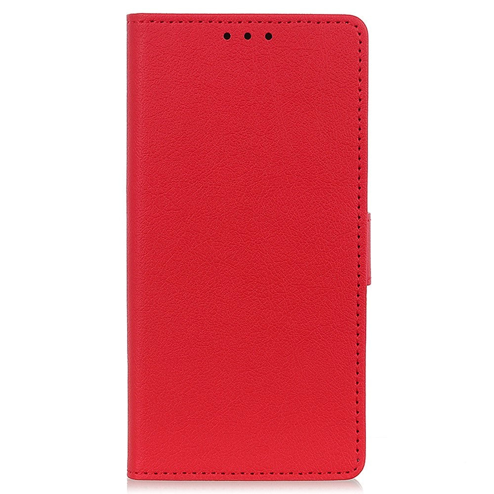 Motorola Edge 20 Lite Matte Leather Wallet Case & Magnetic Lock - Red