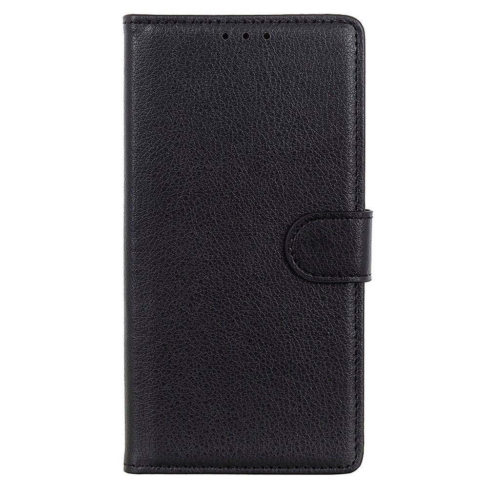 Motorola Edge 20 Lite Litchi Leather Texture Wallet Case - Black