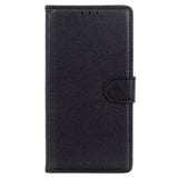 Motorola Edge 20 Lite Litchi Leather Texture Wallet Case - Black