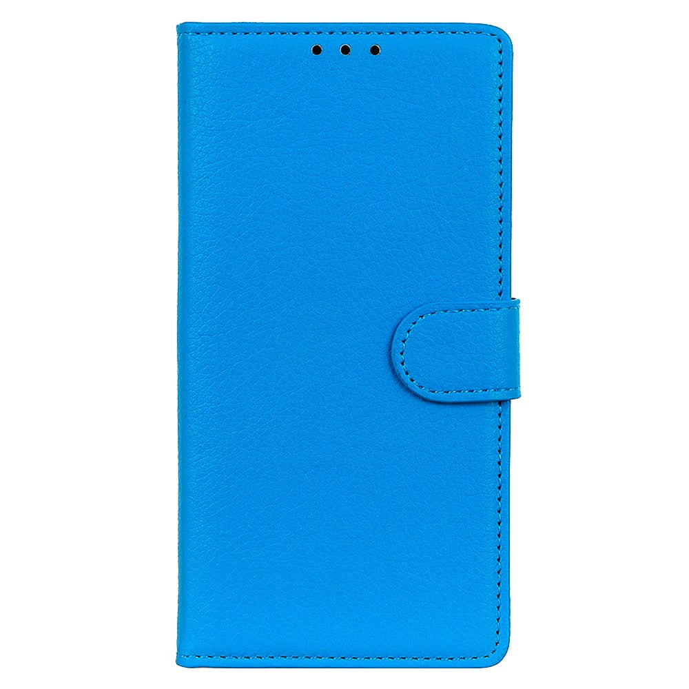 Motorola Edge 20 Lite Litchi Leather Texture Wallet Case - Blue