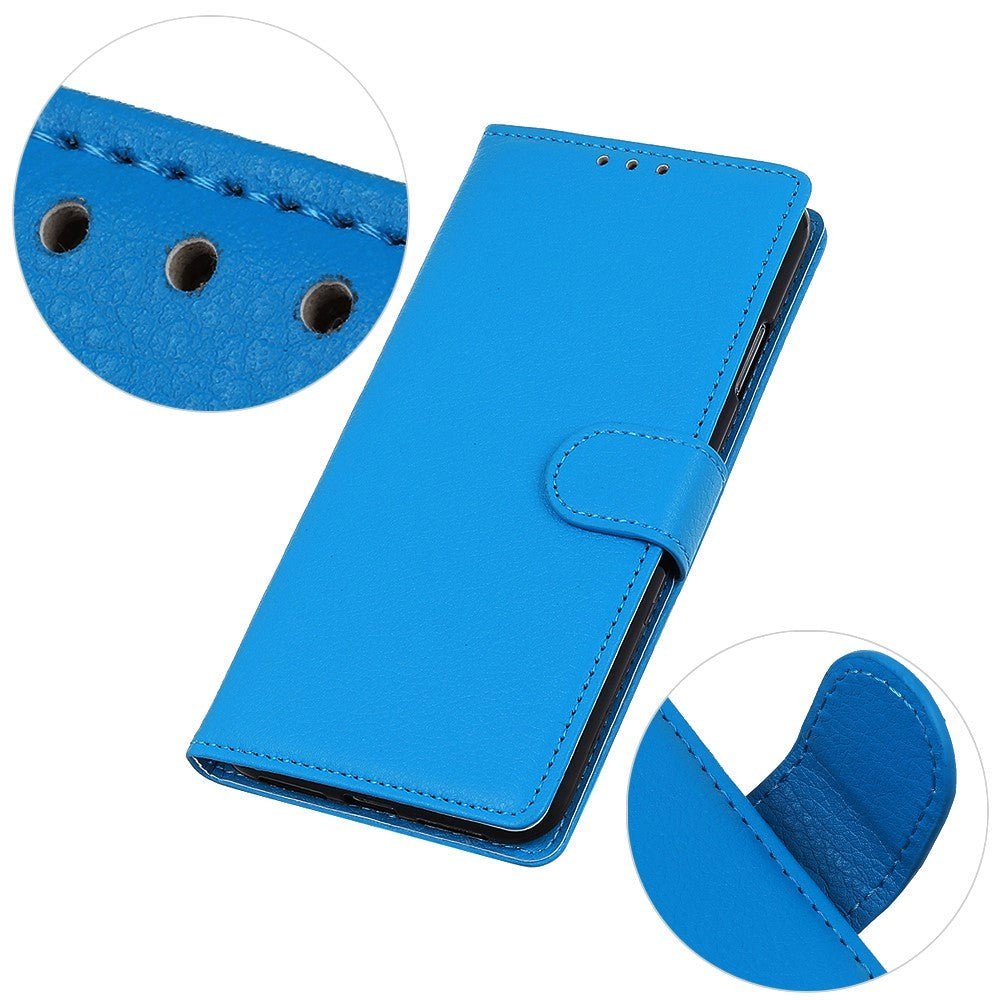 Motorola Edge 20 Lite Litchi Leather Texture Wallet Case - Blue