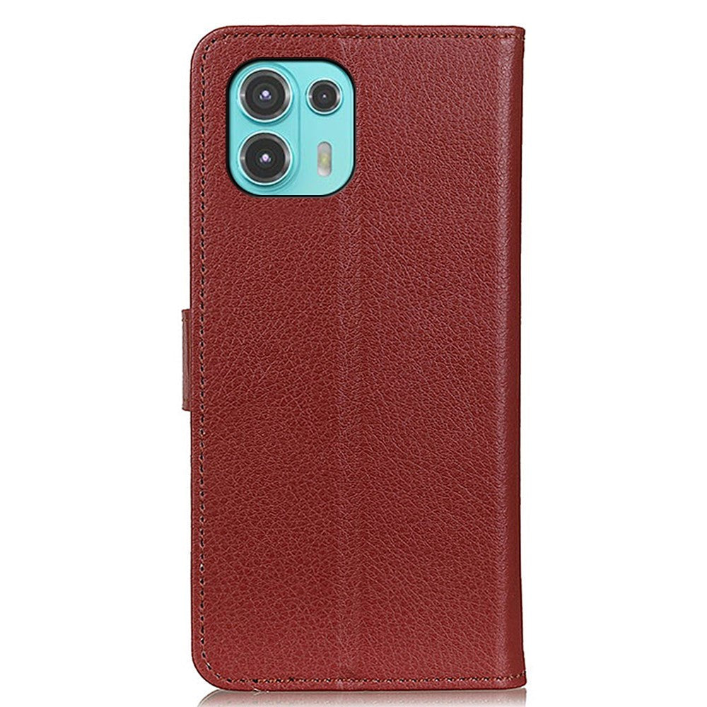 Motorola Edge 20 Lite Litchi Leather Texture Wallet Case - Brown