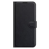 Motorola Edge 20 Litchi Leather Wallet Case - Black