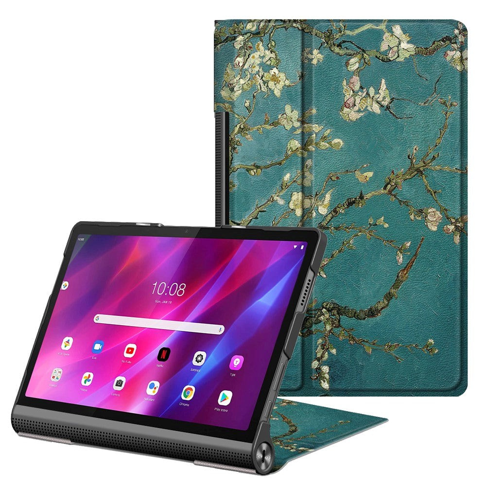 Lenovo Yoga Tab 11 Flip Case w. Standing Function - White Flowers