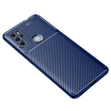 Motorola Moto G60s Brushed Carbon Fiber Flexible Plastic Case - Blue