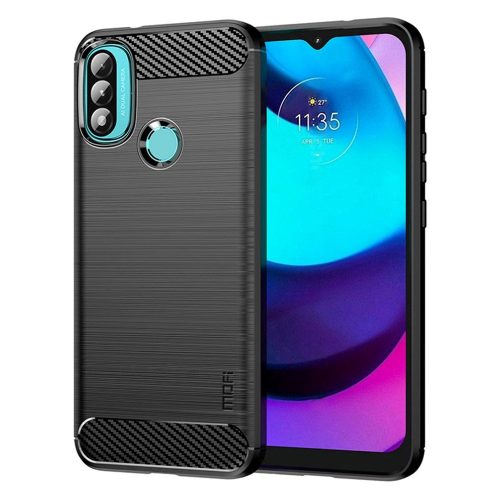 Motorola Moto E40 / E30 / E20 Mofi Brewed Carbon Fiber Flexible Plastic Case - Black