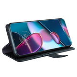 EIDERWOOD Motorola Edge 30 Pro Faux Leather Case with Wallet - Black