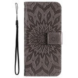 Motorola Edge 30 Pro Leather Case with Wallet and Strap - Mandala Print - Grey