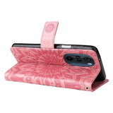 Motorola Edge 30 Pro Leather Case with Wallet and Strap - Mandala Print - Pink