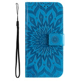 Motorola Edge 30 Pro Leather Case with Wallet and Strap - Mandala Print - Blue