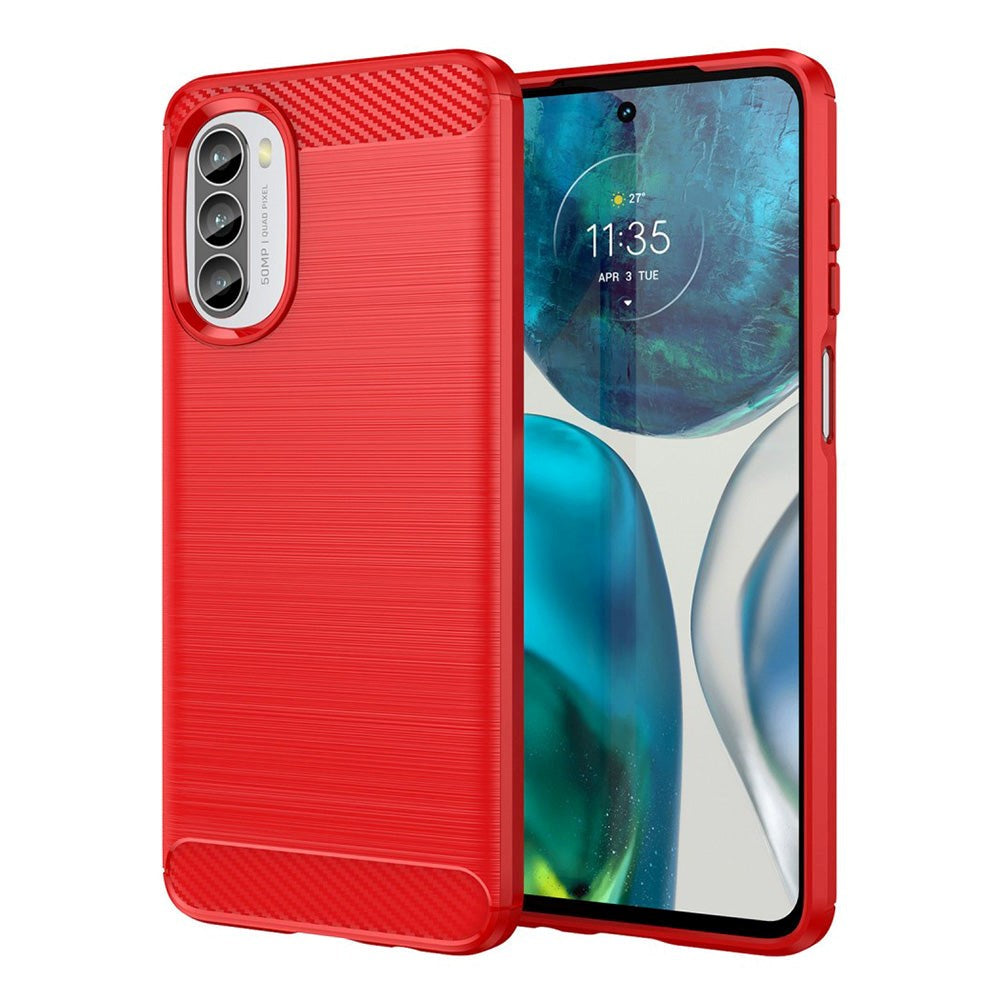 Motorola Moto G52 / G82 Carbon Fiber Flexible Plastic Case - Red