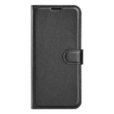 Motorola Edge 30 PU Litchi Leather Flip Case with Wallet & Stand Function - Black