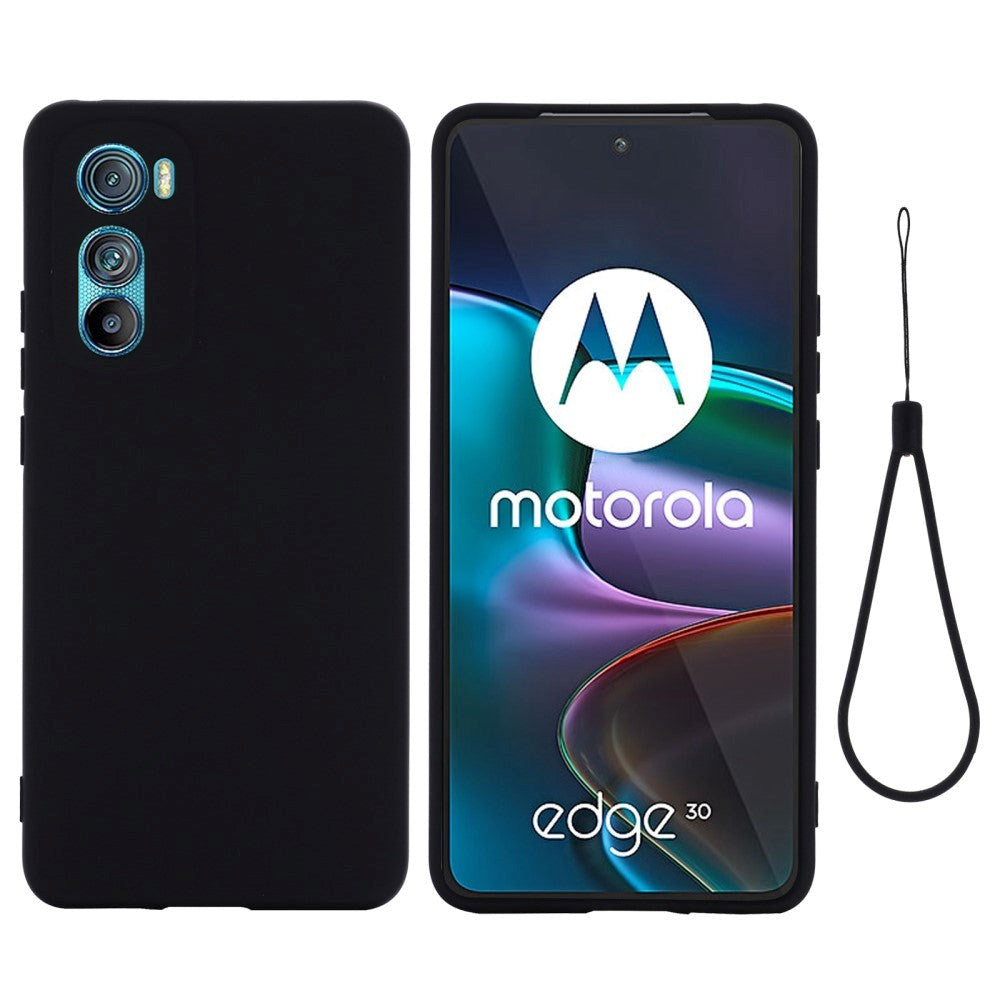 Motorola Edge 30 Silicone Case w. Strap - Black